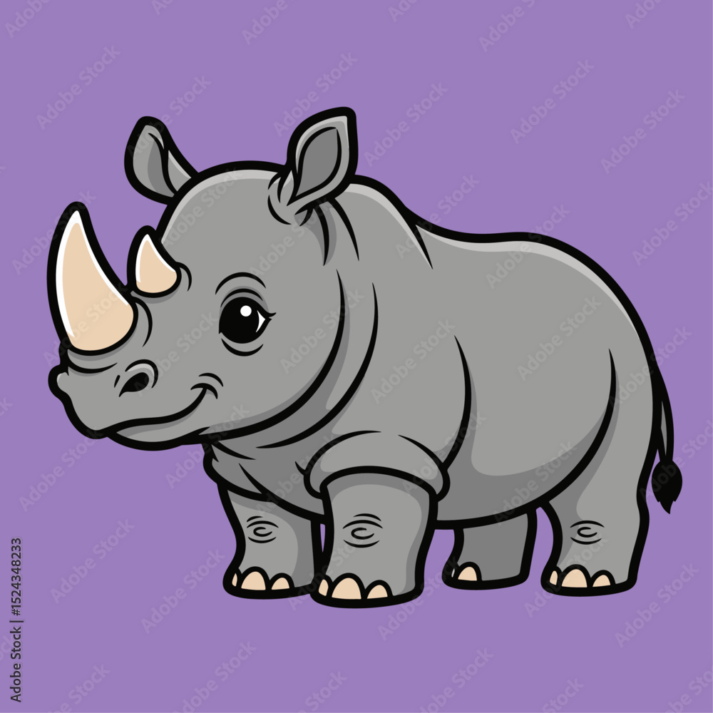 Fototapeta premium Charming Rhinoceros Roaming Free In The Vast African Savannah Bright and Majestic