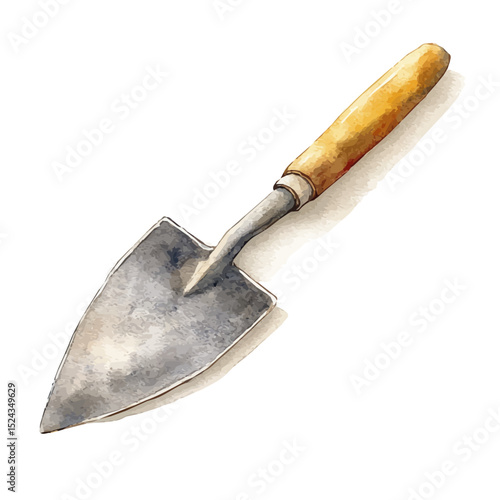 Trowel, watercolor clipart vector, high quality, isolated on a white background.