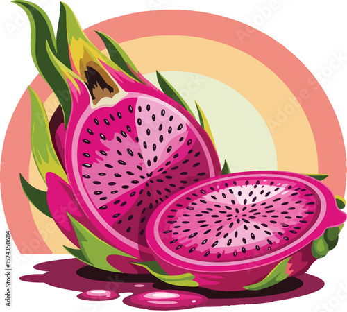 "Tropical Dragon Fruit Artwork – Healthy Food Graphic Design"
