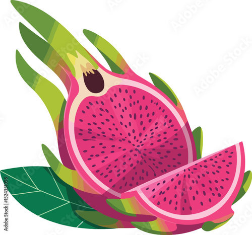 "Tropical Dragon Fruit Artwork – Healthy Food Graphic Design"