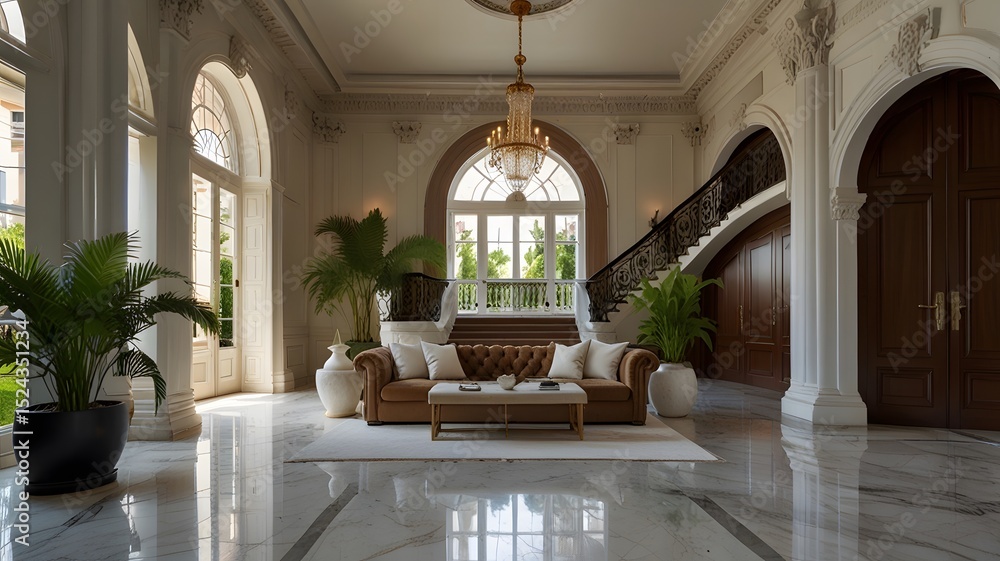 Fototapeta premium luxury, elegant living area. white color and gold mix. 