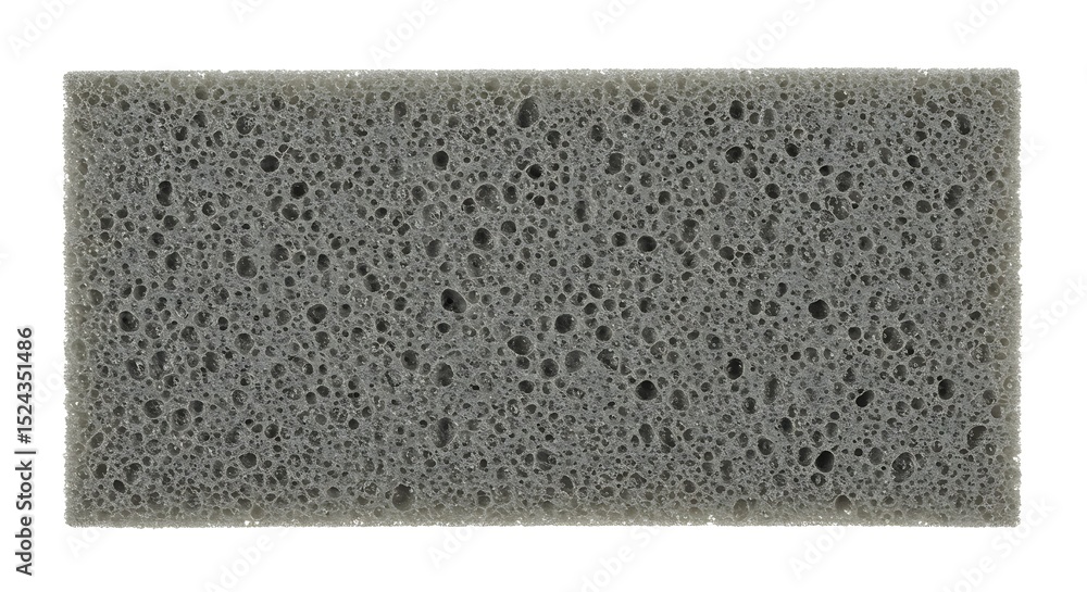 Fototapeta premium sponge texture in muted gray with porous detail, isolated on a white background