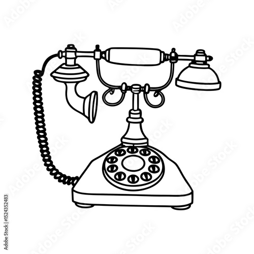 Vintage Rotary Phone Vector Illustration Classic Telephone Design