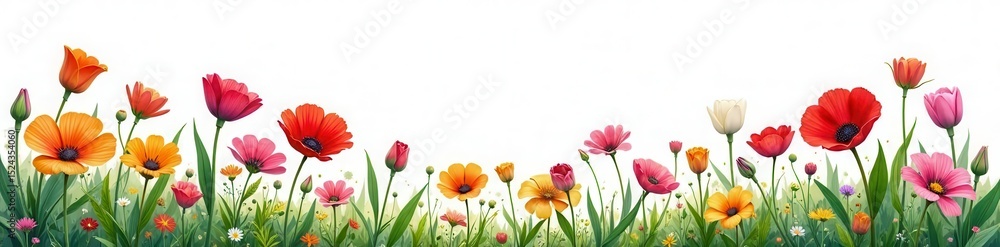 Obraz premium Vibrant wildflowers, dew-kissed, isolated on white , environment, image, petal