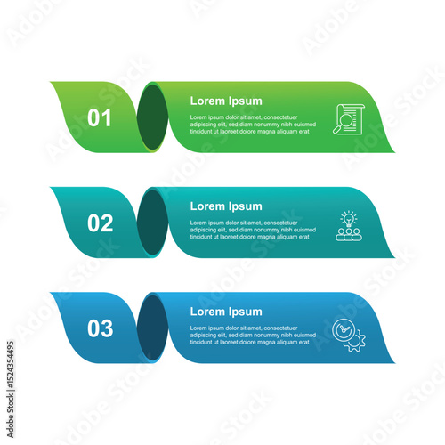 3 step infographic template. Business information graphic with icons. Label presentation with 3 option.