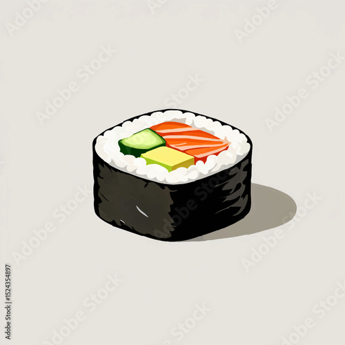Colorful Futomaki Sushi roll on white background

