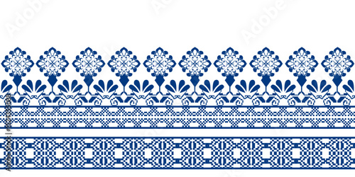 Geometric color floral pattern background. embroidery style. repeated shape. botanical and natural style. flower design.