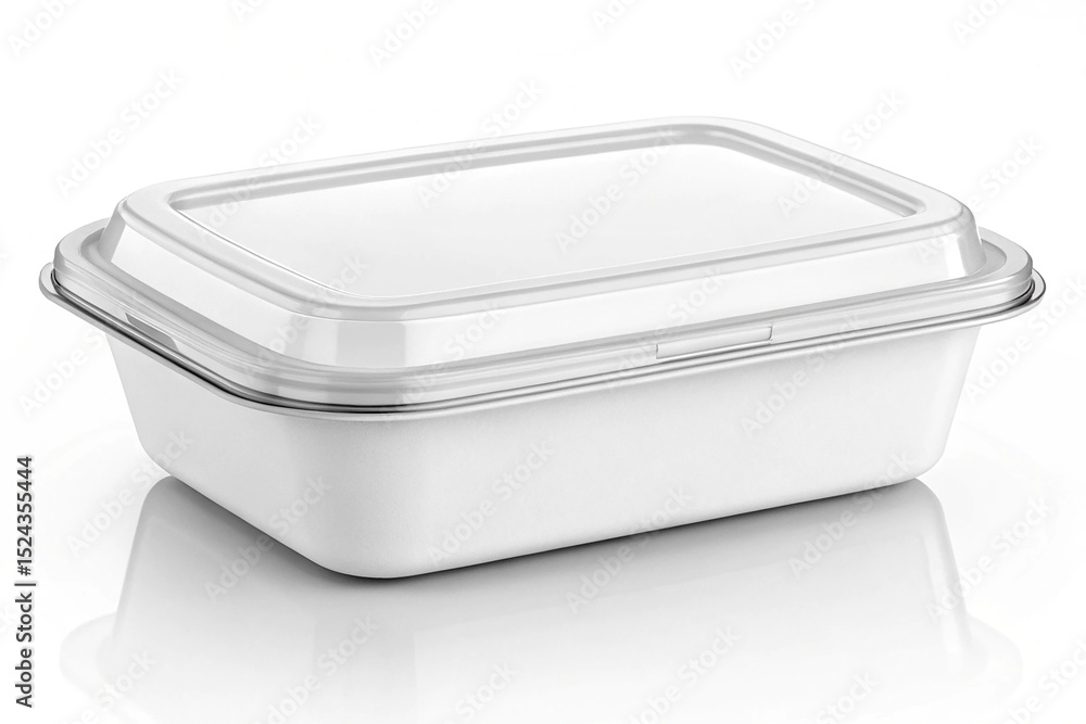 Blank White Food Container Mockup with Lid On White Background Blank White Food Container Mockup with Lid On White Background