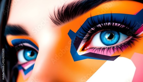 Colourful WPAP portrait of woman’s eyes in vector illustration with polygonal abstract beauty and charm
