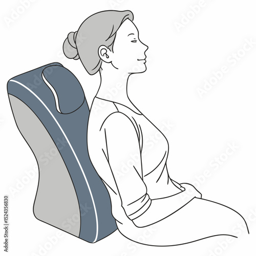 Woman relaxing with massage chair in casual setting  