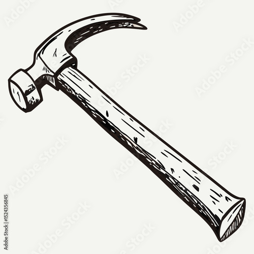 Hand-drawn hammer illustration on a neutral background  