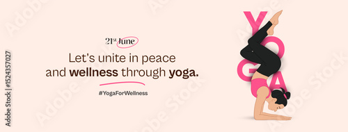 Illustration of an International Yoga Day. Ideal for web banners, posters, print designs, and social media wellness campaigns on June 21