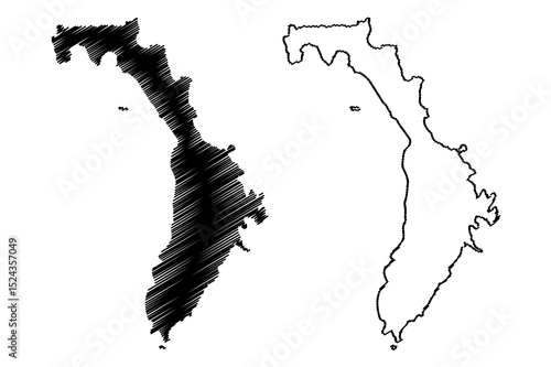 Lord Howe island (Commonwealth of Australia, Pacific Ocean, New South Wales) map vector illustration, scribble sketch Lord Howe's map