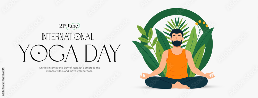 Fototapeta premium Illustration of an International Yoga Day. Ideal for web banners, posters, print designs, and social media wellness campaigns on June 21