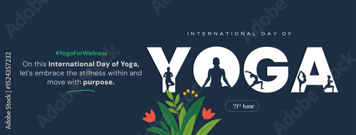 Illustration of an International Yoga Day. Ideal for web banners, posters, print designs, and social media wellness campaigns on June 21