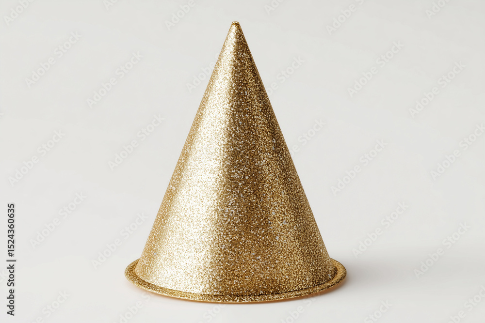 Fototapeta premium Golden party hat on white background