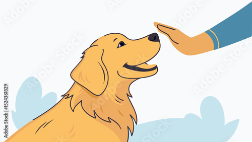 Isolated Minimalist Vector Art of a Golden Retriever and Owner Bond  