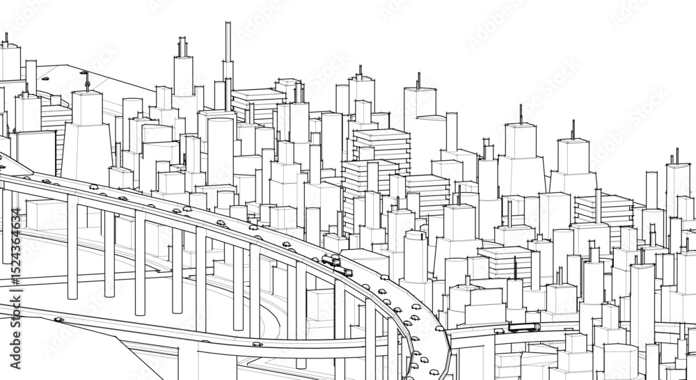 Fototapeta premium modern city concept highway 3d illustration