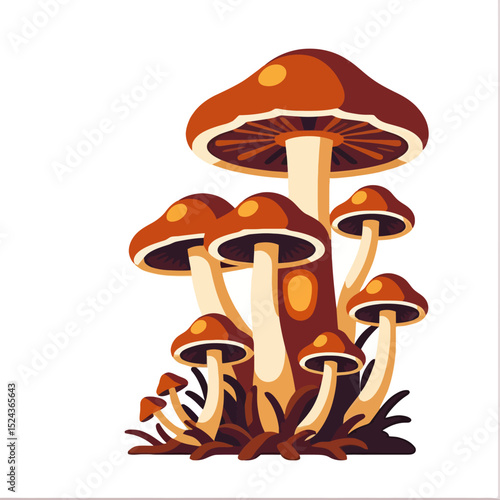 Mushroom Clipart - Brown Mushroom Illustration-Edible Fungi-Autumn Forest-Botanical Illustration-Nature Vector-Organic-Mushroom Art-Mushroom Logo-Autumnal-Woodland
