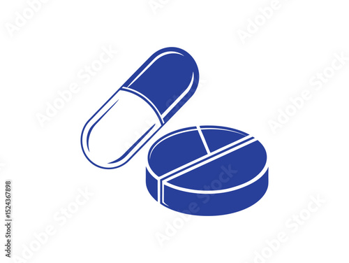 Colorful Set of Pill and Capsule Icons, different colored icons of pills and capsules, isolated on a white background, Colorful Medical Pills, Capsule and Table, pill, capsule, tablet, medicine, pharm