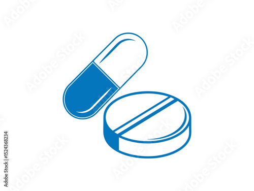 Colorful Set of Pill and Capsule Icons, different colored icons of pills and capsules, isolated on a white background, Colorful Medical Pills, Capsule and Table, pill, capsule, tablet, medicine, pharm