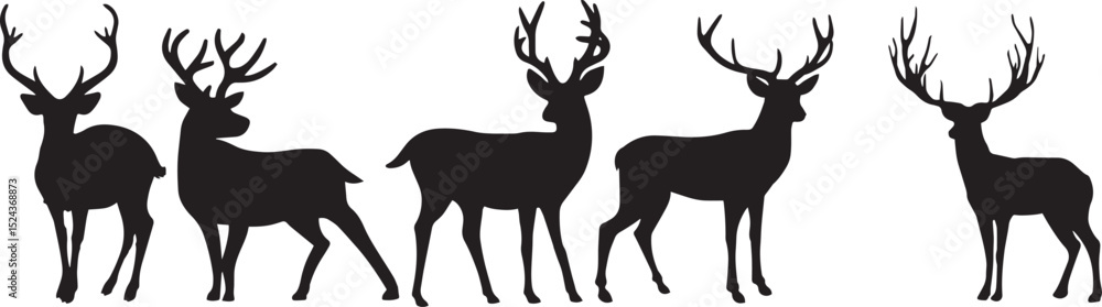 Obraz premium deer silhouette illustration vector set