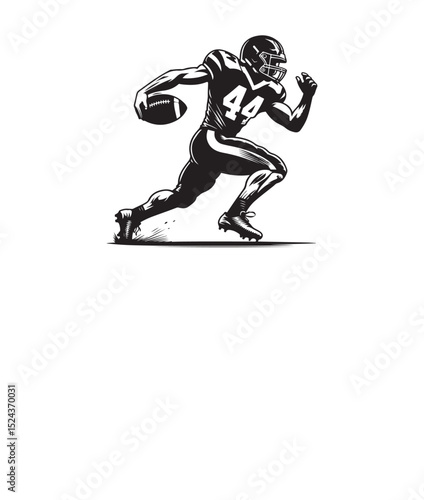 a clean football player silhouette design, isolated on a white background