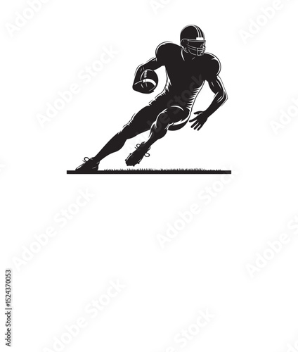 a clean football player silhouette design, isolated on a white background