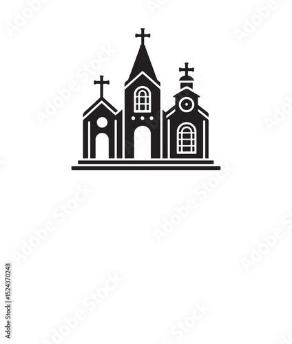 Wallpaper Mural a clean silhouette icon of a church, isolated on a white background Torontodigital.ca