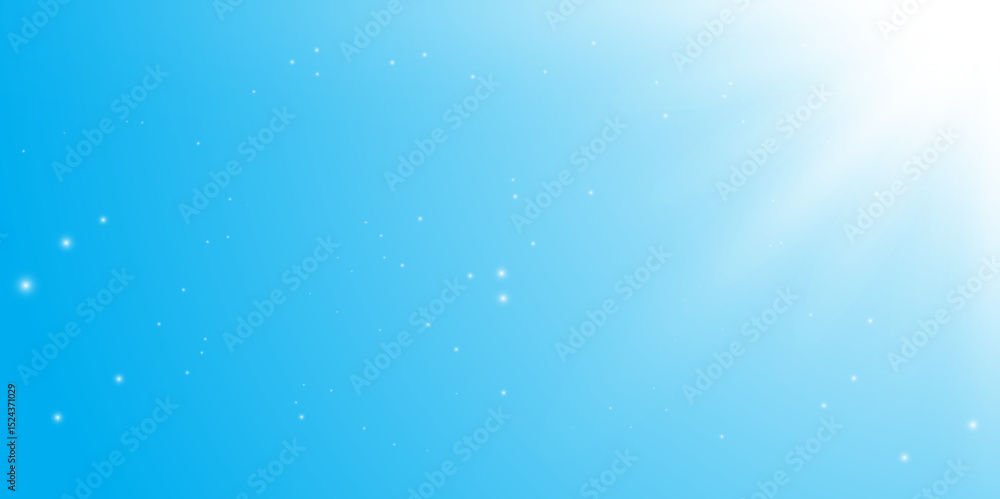 Naklejka premium Abstract Glowing Sunburst Light Effect on Blue Sky – Sunny Day Vector. 