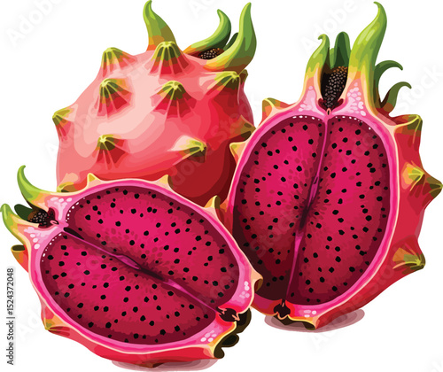 "Tropical Dragon Fruit Artwork – Healthy Food Graphic Design"