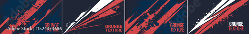 Abstract Red White Blue Grunge Texture Background Vector Set for Design and Artwork