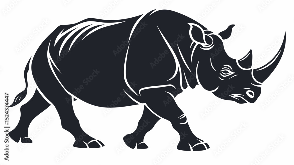 Fototapeta premium Majestic Rhino Silhouette Powerful African Wildlife Illustration