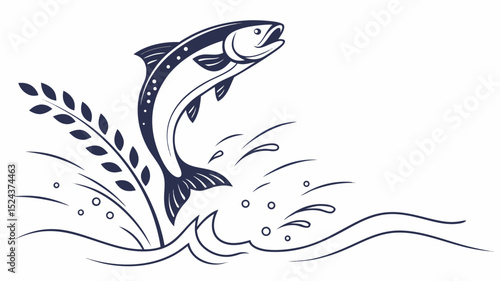 Leaping Salmon A Classic Illustration of Aquatic Life