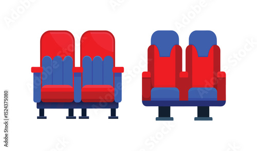 Red and blue plastic chairs furnish a comfortable, empty meeting room