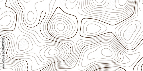Topographic map background geographic line map with elevation assignments. Modern design with White background with topographic wavy pattern design.paper texture Imitation of a geographical map shades