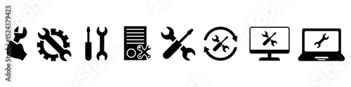 Workshop icon vector set. Repair illustration sign collection. Service center symbol. repair set of web icons. Workshop for web and mobile app.
