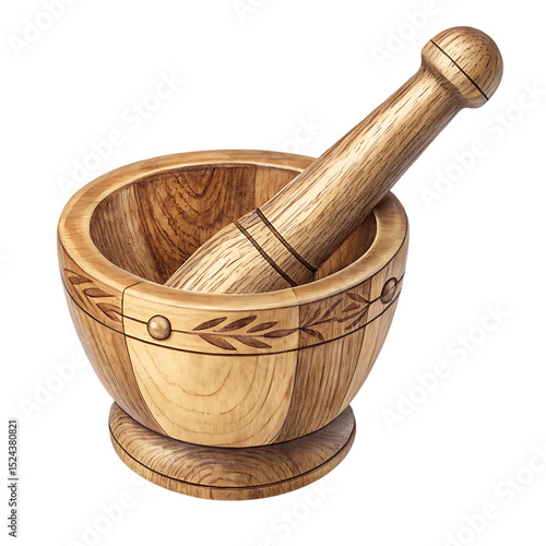 wooden mortar and pestle