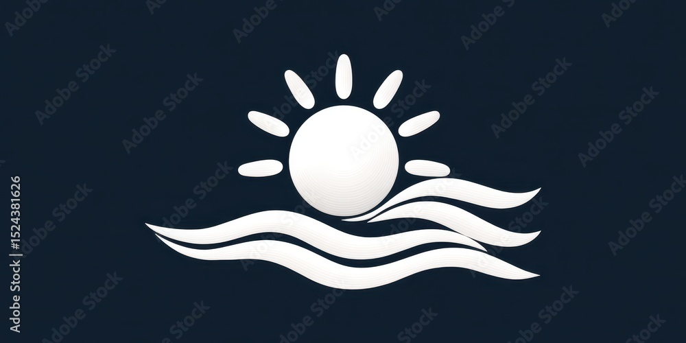 Naklejka premium Smooth Curved Minimal Sun and Moon Icon