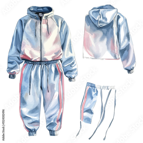 Tracksuit, watercolor vector, high quality, isolated on a white background.