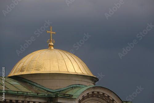 golden dome of saint alexander cathedral in sophia
