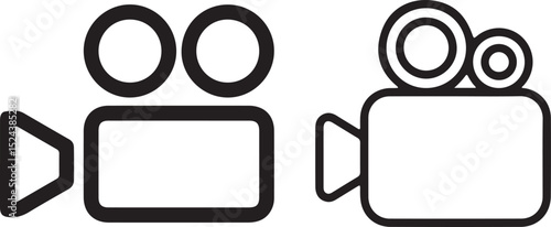 video, camera, cinema, movie, film, recording, production, media, icon, symbol, sign, logo, element, graphic, design, vector, illustration, outline, black, 