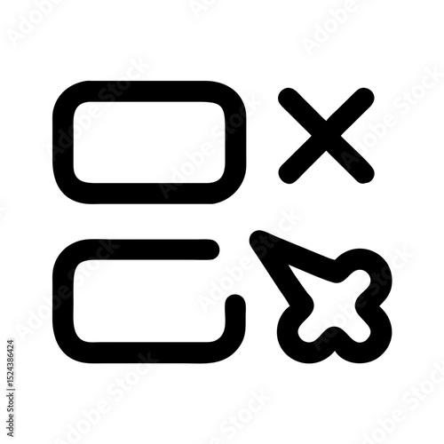 Stylized vector icons for selection and deletion actions in software interfaces