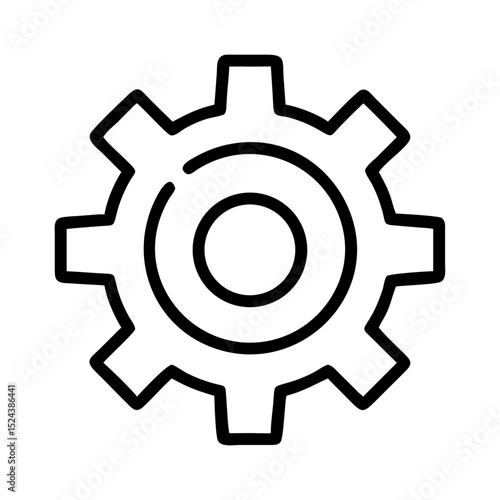 Vector icon of a gear for technology, engineering, and software applications