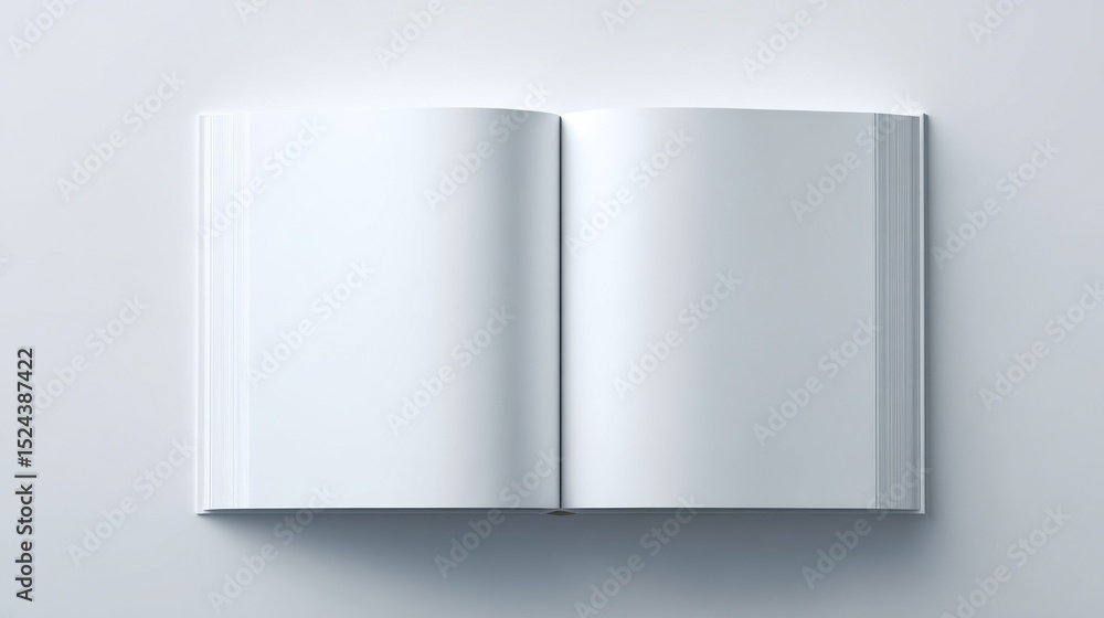 Fototapeta premium Open Book With Blank Pages on White Background, Ideal for Mockups, Showcasing Creativity, and Conceptual Storytelling : Generative AI