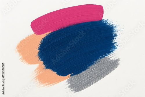 Abstract paint strokes in pink blue peach grey