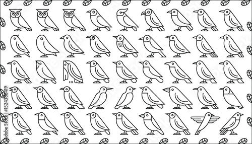 Collection of number silhouettes made of paper and paper clips, with vector sport icons and flying bird patterns