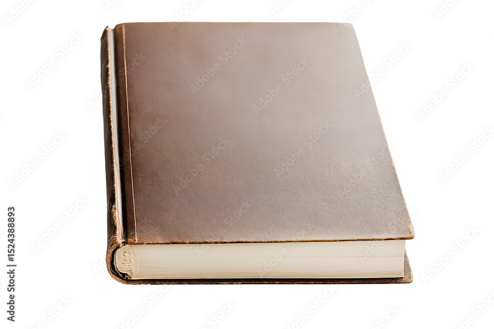 A thick book, unopened with no text on the cover, viewed from isolated on a white background A thick book, unopened with no text on the cover, viewed from isolated on a white background