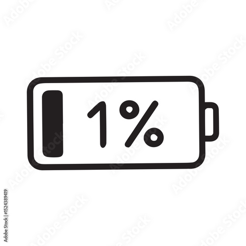 Battery icon showing only one percent of charge remaining energy crisis