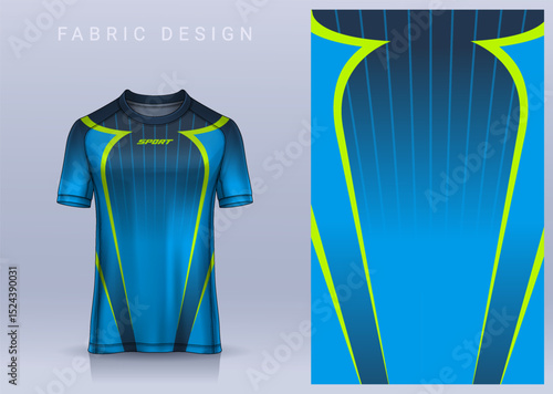 Fabric textile design for Sport t-shirt, Soccer jersey mockup for football club. uniform front view.	